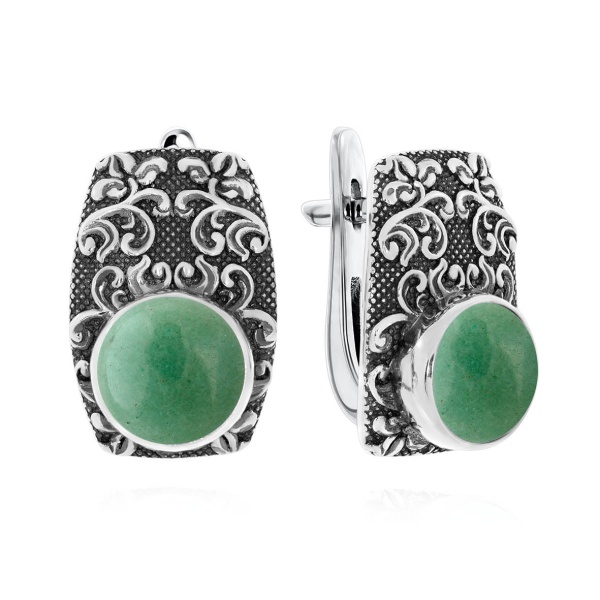 Серьги из серебра с авантюрином 2310361366-1-60 от KRASNOE, металл Серебро, вставка Авантюрин Натур.