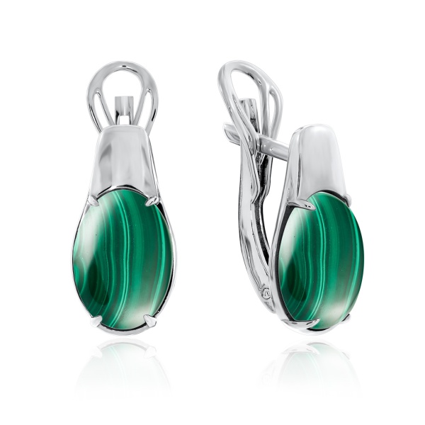 Серьги из серебра с малахитами
