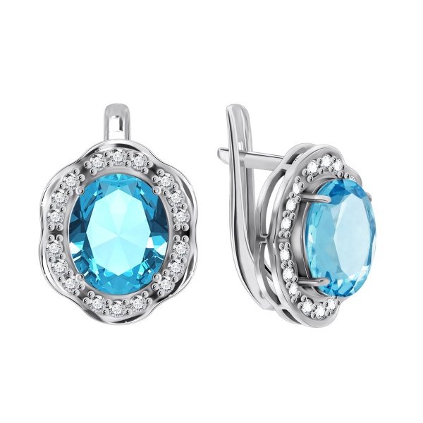 Серьги из серебра с кварцем и фианитами 2340180141-73 от KRASNOE, металл Серебро, вставка Кварц г/т