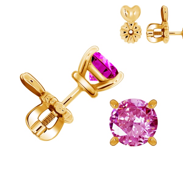 Пусеты из серебра с топазами П320070470-30 от KRASNOE, металл Серебро, вставка Топаз Розовый