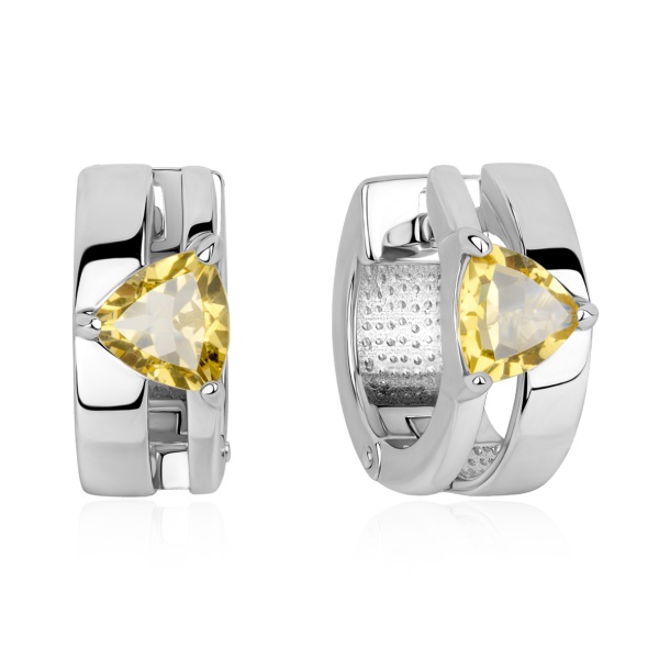 Серьги из серебра с цитрином