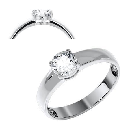 Кольцо из серебра с фианитом со скидкой