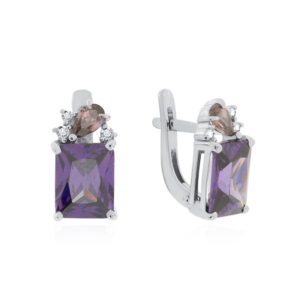 Серьги из серебра с фианитом со скидкой