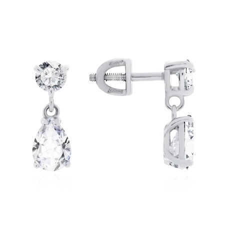 Пусеты из серебра с фианитами 2340204980 от KRASNOE, металл Серебро, вставка Фианит