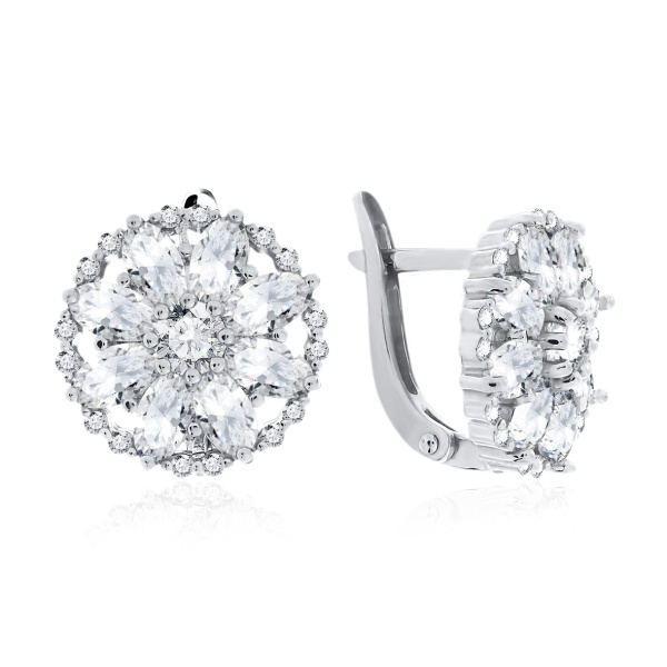 Серьги из серебра с фианитами в ювелирном интернет-магазине