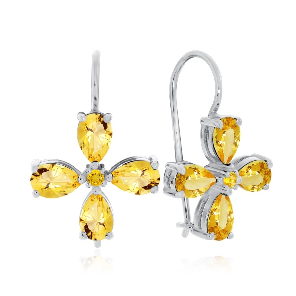 Серьги из серебра с цитринами со скидкой