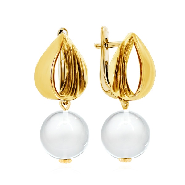 Серьги из серебра с хрусталём 2320521357 от KRASNOE, металл Серебро, вставка Горный хрусталь