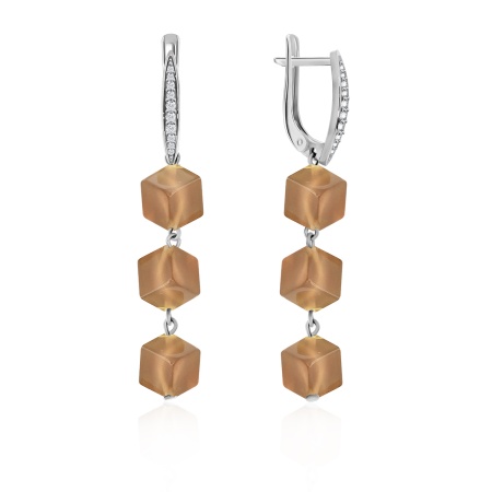 Серьги из серебра с агатом со скидкой