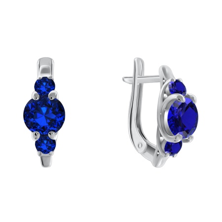 Серьги из серебра с наносапфирами 2340880260-82 от KRASNOE, металл Серебро, вставка Ситалл