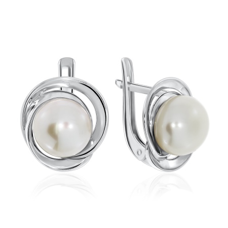 Серьги из серебра с жемчугами 2340050843-1 от KRASNOE, металл Серебро, вставка Жемчуг