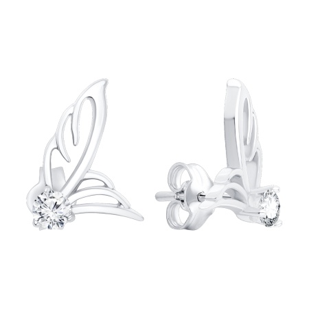 Пусеты из серебра 2340205592 от KRASNOE, металл Серебро, вставка Фианит