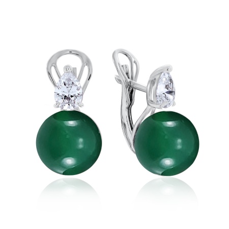 Серьги из серебра с агатами и фианитами