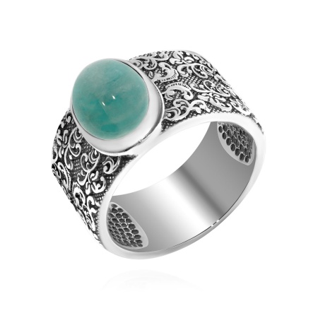 Купить кольцо из серебра с амазонитом в интернет-магазине KRASNOE