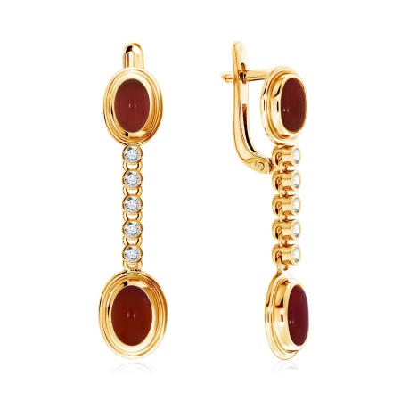 Серьги из серебра с агатами и фианитами 2320390377л-А7 от KRASNOE, металл Серебро, вставка Агат