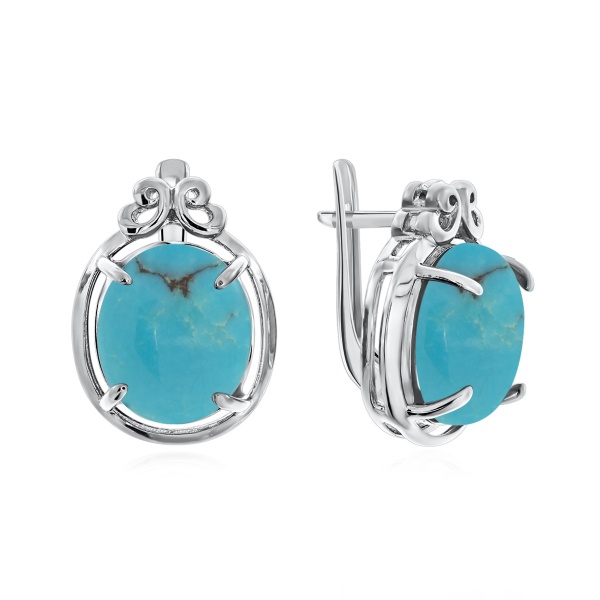 Серьги из серебра с бирюзой со скидкой