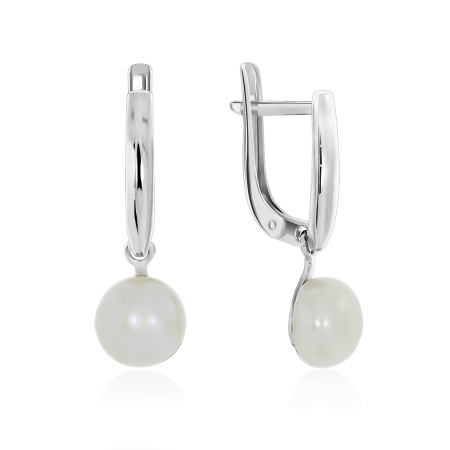 Серьги из серебра с жемчугами 2340050817 от KRASNOE, металл Серебро, вставка Жемчуг