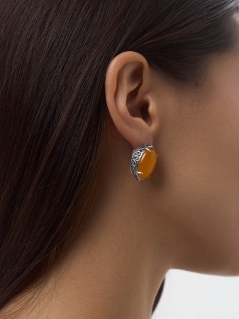Серьги из серебра с агатом