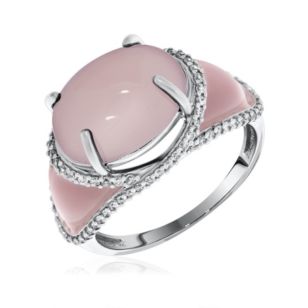 Купить кольцо из серебра с халцедоном и фианитами в интернет-магазине KRASNOE