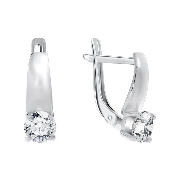 Серьги из серебра с фианитами