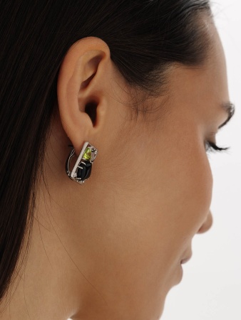 Серьги из серебра с агатами, ситаллами и фианитами 2340391177-20 от KRASNOE, металл Серебро, вставка Агат