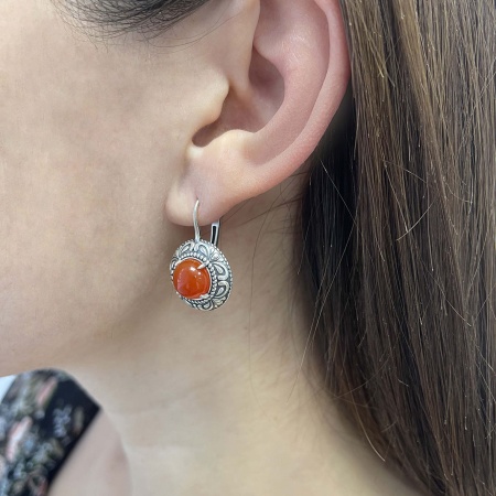 Серьги из серебра с агатом