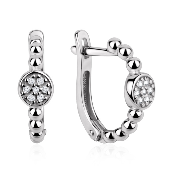 Серьги из серебра с фианитами