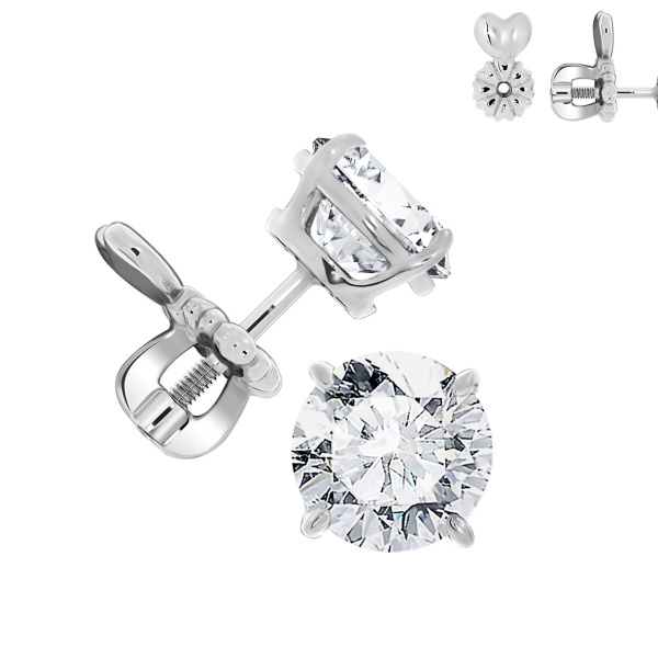 Пусеты из серебра с фианитами