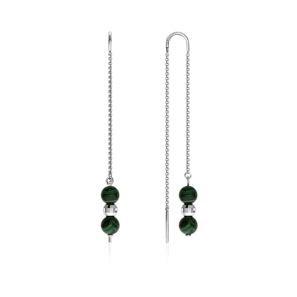 Серьги из серебра с малахитами 2340380714 от KRASNOE, металл Серебро, вставка Малахит Серьги из серебра с малахитами 2340380714 от KRASNOE, металл Серебро, вставка Малахит