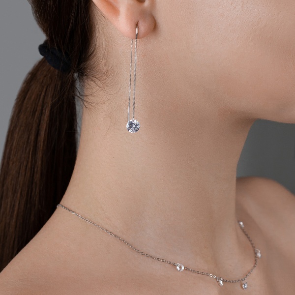 Серьги из серебра с фианитами