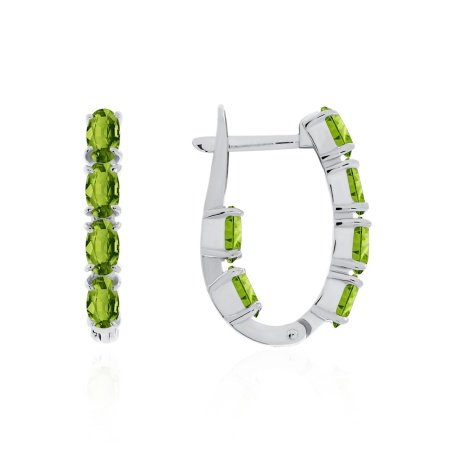 Серьги из серебра с хризолитами 2340131164 от KRASNOE, металл Серебро, вставка Хризолит