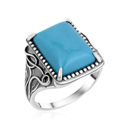 Купить кольцо из серебра с бирюзой в интернет-магазине KRASNOE Купить кольцо из серебра с бирюзой в интернет-магазине KRASNOE