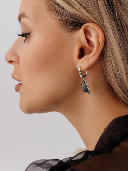 Серьги из серебра с лабрадоритами 2310Л05173-1 от KRASNOE, металл Серебро, вставка Лабрадорит