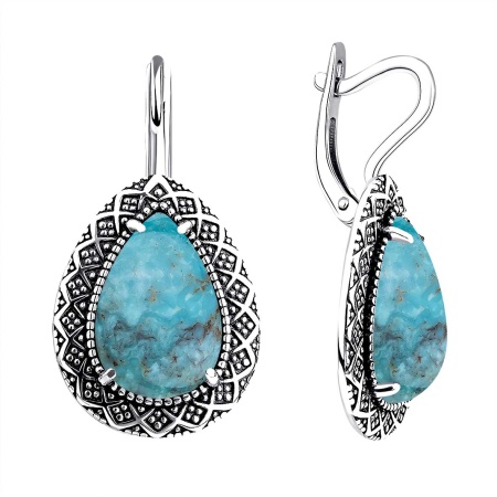 Серьги из серебра с бирюзой 2310315062 от KRASNOE, металл Серебро, вставка 