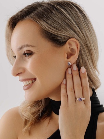 Пусеты из серебра с аметистами