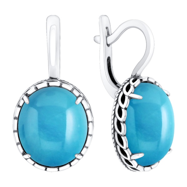 Серьги из серебра с бирюзой в ювелирном интернет-магазине
