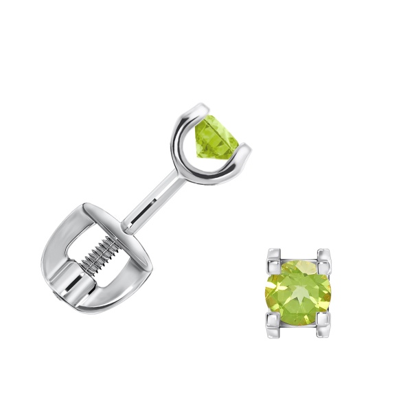 Пусеты из серебра с хризолитами