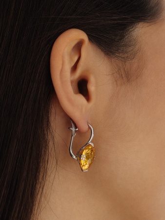 Серьги из серебра с фианитом