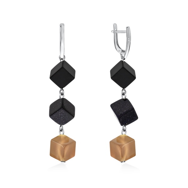 Серьги из серебра с агатами