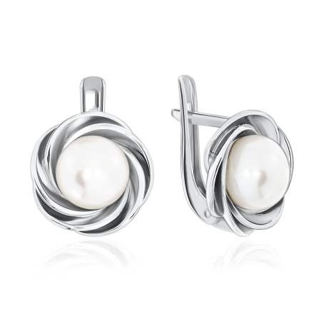 Серьги из серебра с жемчугами 2340050848 от KRASNOE, металл Серебро, вставка Жемчуг