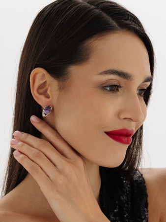 Серьги из серебра с чароитами