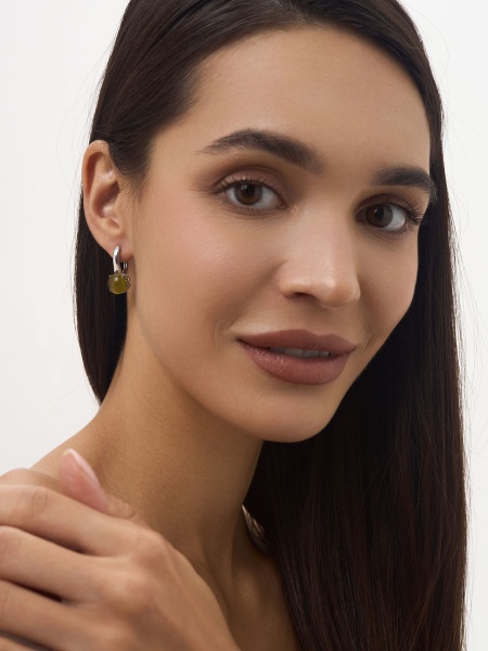 Серьги из серебра с кошачий глазами 2340261263-57 от KRASNOE, металл Серебро, вставка Кошачий глаз