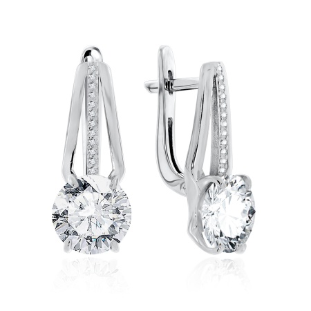 Серьги из серебра с фианитами 2340201332 от KRASNOE, металл Серебро, вставка Фианит