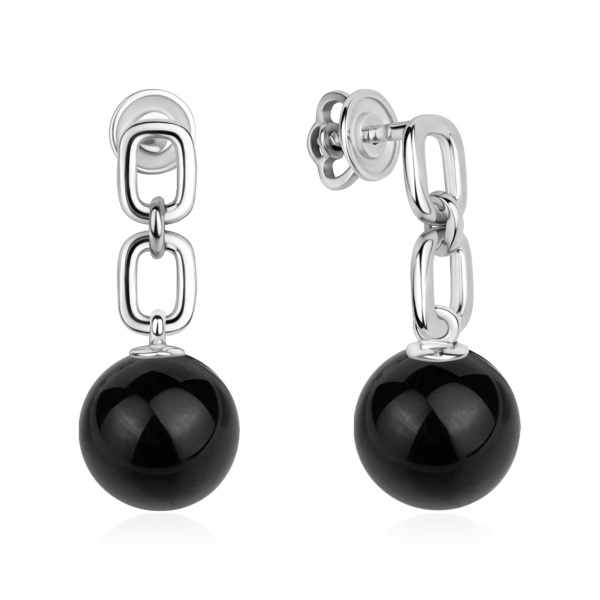 Пусеты из серебра с агатами