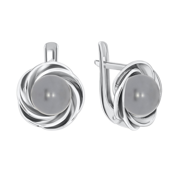 Серьги из серебра с жемчугами 2340050848-21 от KRASNOE, металл Серебро, вставка Жемчуг