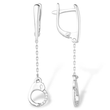 Серьги из серебра с фианитом 1210018534 от KRASNOE, металл Серебро, вставка Фианит Серьги из серебра с фианитом 1210018534 от KRASNOE, металл Серебро, вставка Фианит