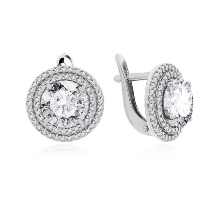 Серьги из серебра с фианитами 2340201561л от KRASNOE, металл Серебро, вставка Фианит