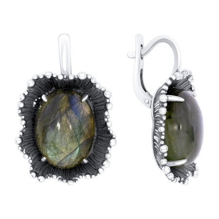 Серьги из серебра с лабрадоритами со скидкой