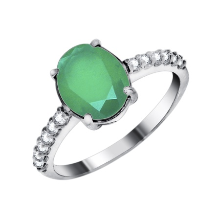 Кольцо из серебра с агатом и фианитами со скидкой