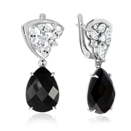 Серьги из серебра с агатами и фианитами 2340390885-20 от KRASNOE, металл Серебро, вставка Агат