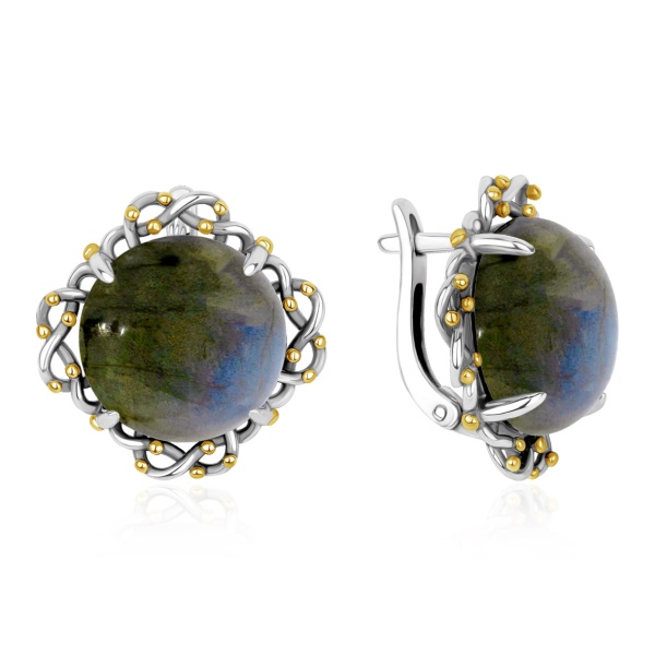 Серьги из серебра с лабрадоритами